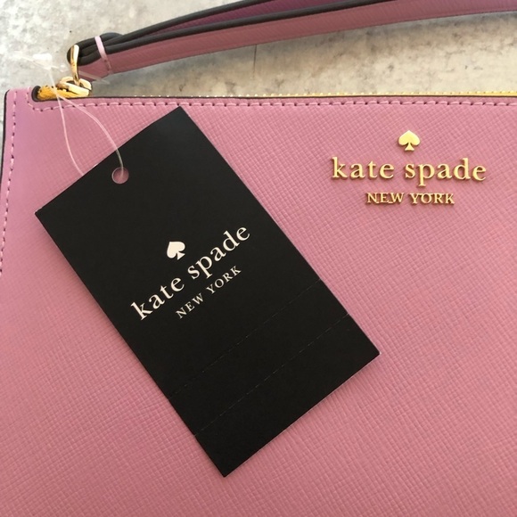 Kate Spade Medium L Zip Wristlet Lucy Bicolor Saffian Berry - Picture 4 of 13